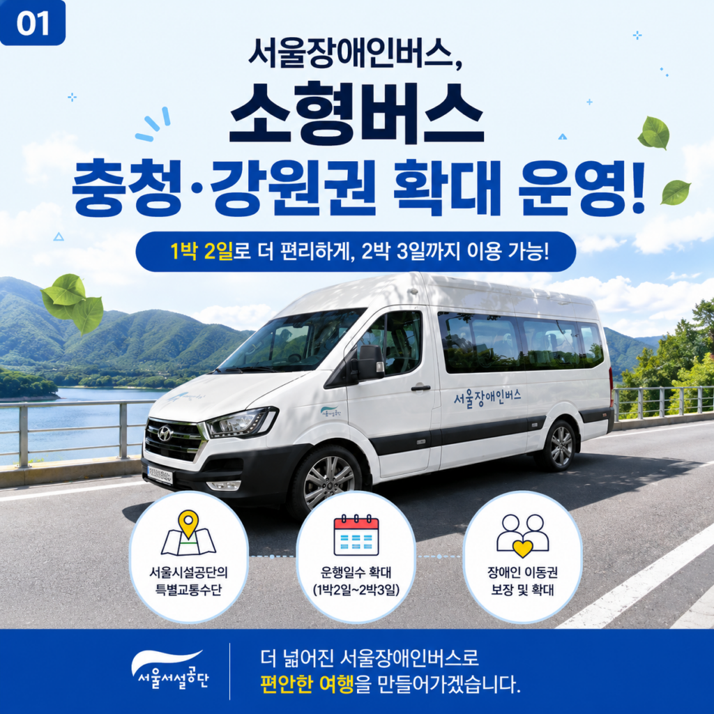 서울장애인버스, 소형버스(쏠라티)의 운행지역과 운행일수를 확대하는 등 운영 기준을 대폭 개선한다고 3일 밝혔다.